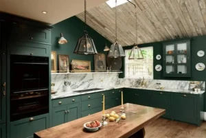 Before You Spend $20K: 5 Kitchen Updates That Actually Work 3 Kitchen with dark green cabinets, pendant lighting, and modern finishes in Moorestown NJ