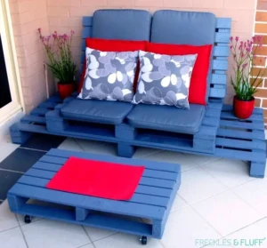 Earth Day at Home: 8 Smart Ways to Reuse Everyday Items 7 DIY pallet patio seating with cushions and painted wood