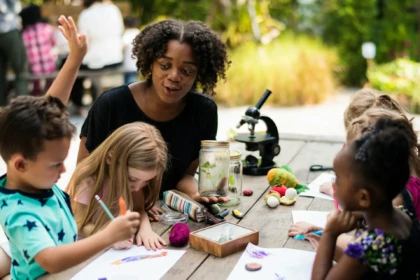 Children participating in outdoor summer camp activities in Burlington County NJ
