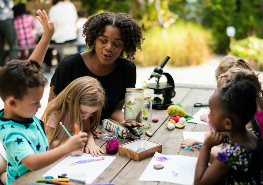 Children participating in outdoor summer camp activities in Burlington County NJ